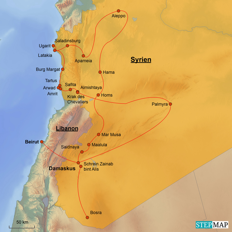 Reiseverlauf Rundreise durch Syrien 10 Tage